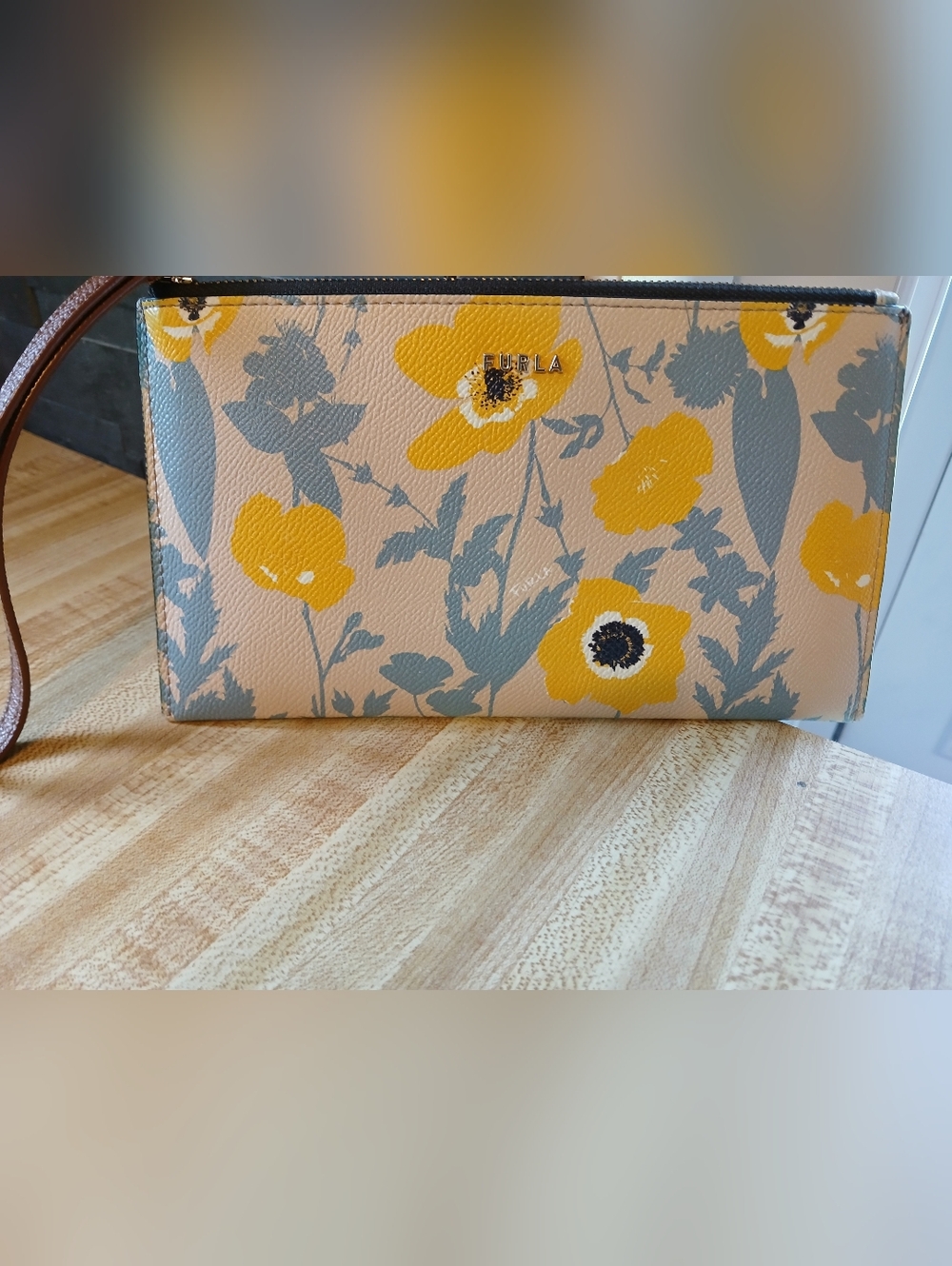 Furla Like NEW Floral Wristlet RARE
